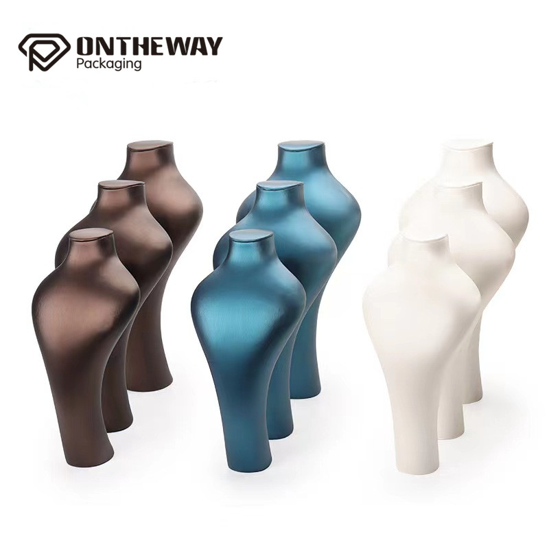 Blue pu leather jewelry display wholesale